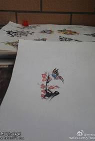 beautiful plum butterfly manuscript tattoo pattern
