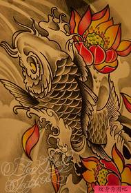 Perinteinen lotus carp lotus -tatuointikuvio, jonka jakaa tatuointinäytös 169125-kallo 头 tatuointipatter