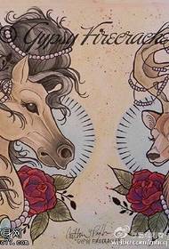 Painted Horse Deer Tattoo Pattern