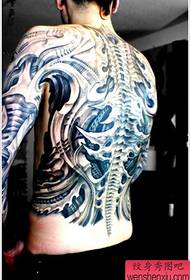 a full back mechanical tattoo pattern