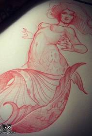 manuscript sketch mermaid tattoo pattern