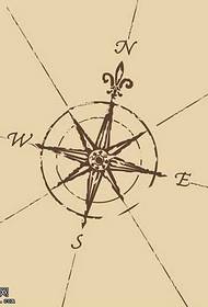 rokopis preprost in jasen vzorec tatoo kompasa