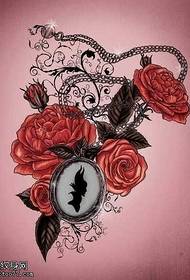 Manoscritto bel modello di tatuaggio orologio da tasca rosa