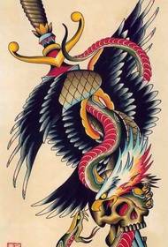 rankraštinis peilio erelio gyvatės tatuiruotės modelis