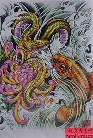 малюнок татуювання хризантеми кальмарів змії