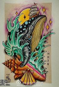 Malowany wzór tatuażu rekina manuskryptu