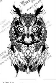 Manuscript Owl Tattoo Pattern