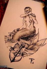 manuscript beautiful and beautiful mermaid tattoo pattern