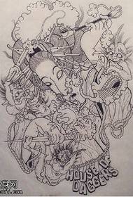 手稿素描一群惡魔紋身圖案