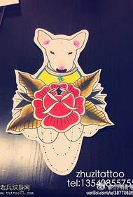 илустрација стила тетоважа бик теријера