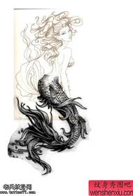 ການເຮັດວຽກແບບ tattoo mermaid ແບບ sketch