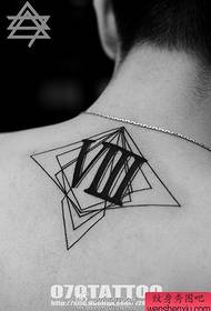 a Roman numeral tattoo on the back