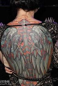back 3d mechanical wing tattoo pattern