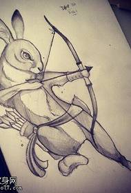 manuscript sketch archery bunny tattoo pattern