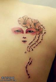muguras krāsas radošā portreta tetovējuma raksts