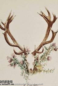 Manuskript Gazelle Corner Flower Tattoo mønster