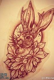 manuscript rabbit flower tattoo pattern