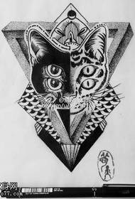 geometric element cat tattoo pattern
