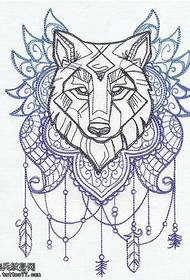 manuscrit un patró de tatuatge de cap de llop