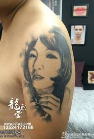 shoulder girlfriend portrait tattoo pattern