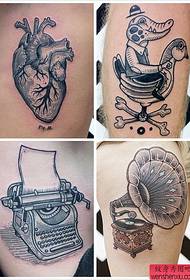 wzór tatuażu fonograf serca