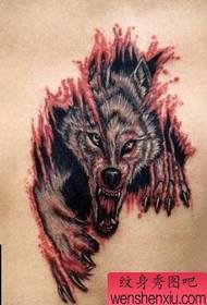 персоналните кинење волк главата тетоважа шема