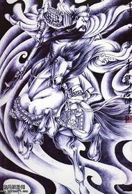 Manuscript Guan Yu Ben Ma to fight tattoo designs