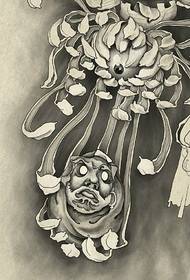 patrón de tatuaje de crisantemo pintado a mano