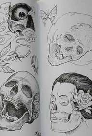 manuscript black and white skull tattoo pattern