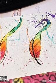 Pattern ng Manuscript Watercolor Feather Tattoo