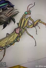 manuscript puppy grasshopper tattoo pattern