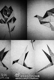 manuscript stinged paper crane tattoo pattern