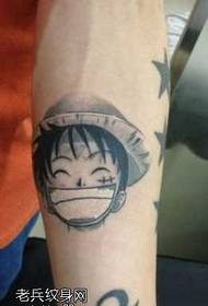 braț model de tatuaj de desene animate Luffy