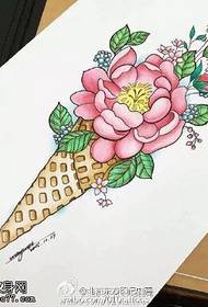 manuscript ice cream flower tattoo pattern