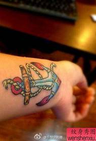 girl arm small and popular anchor tattoo pattern