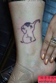 popular female elephant tattoo pattern at the foot of the girl