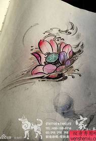 A popular and beautiful ink lotus tattoo manuscript