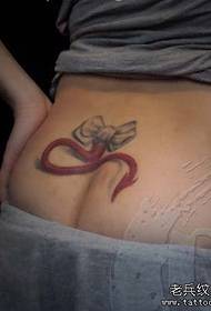 girl waist bow and devil tail tattoo pattern