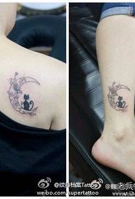 популарна популарна шема на тетоважа на месечината и мачки