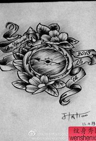 a beautifully popular black-gray compass tattoo pattern