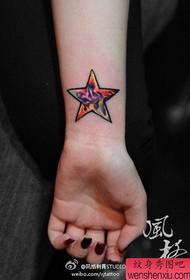 wrist popular good-looking colored five-pointed star tattoo pattern