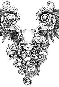 a sheep head wing tattoo pattern