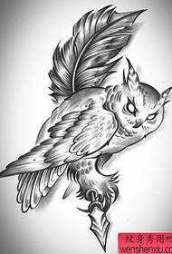 pop classic a black and white owl tattoo manuscript