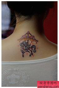 girl's neck small carousel tattoo pattern