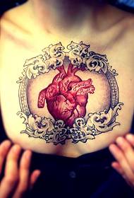 beauty chest a personality popular heart tattoo pattern