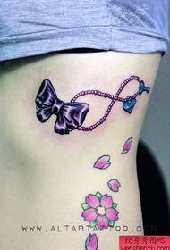 girl side chest Good-looking fashion bow tattoo pattern