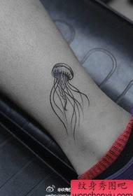 girl's leg popular small jellyfish tattoo pattern