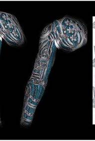 super handsome cool Half-length mechanical flower arm tattoo manuscript