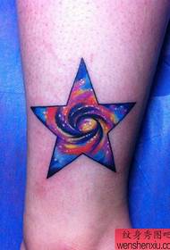 cool color starry five-pointed star tattoo pattern