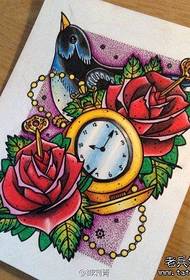 beautifully popular pocket watch rose tattoo manuscript